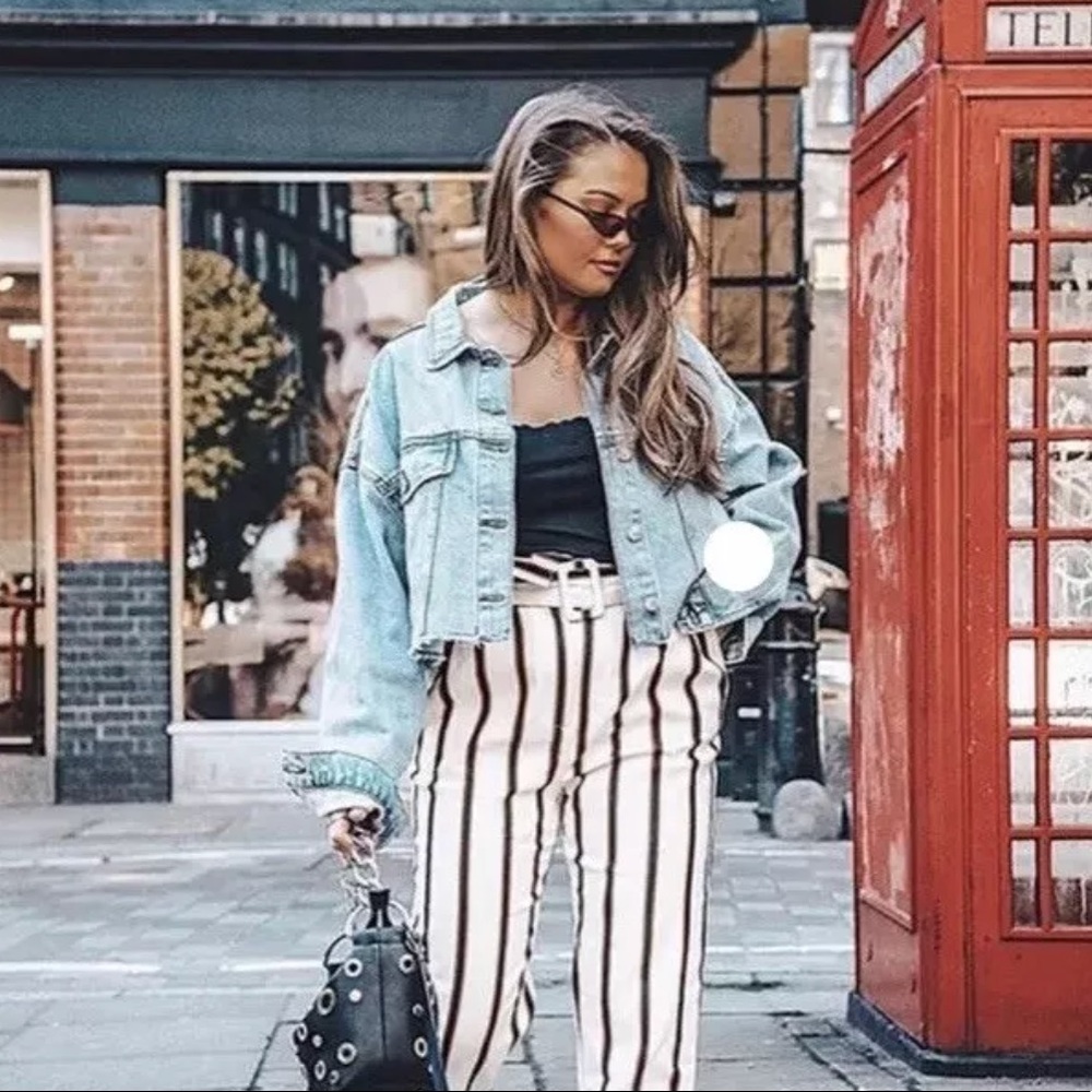 [ nwt ] Topshop Bleached Hacked Denim Jacket - Picture 2 of 8